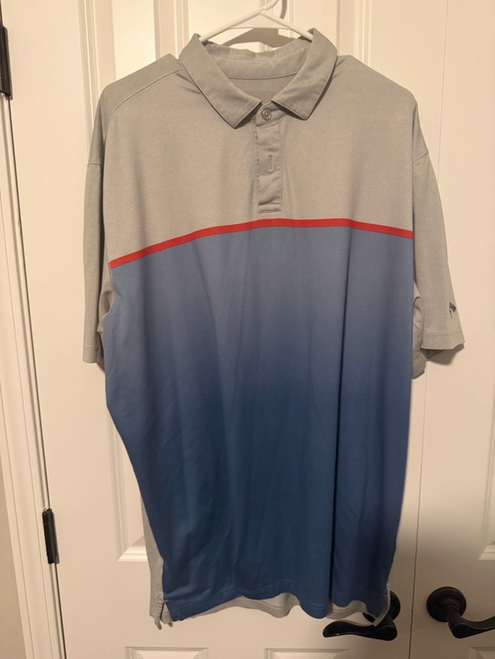 Callaway Grey and Blue Gradient Polo with Red Stripe